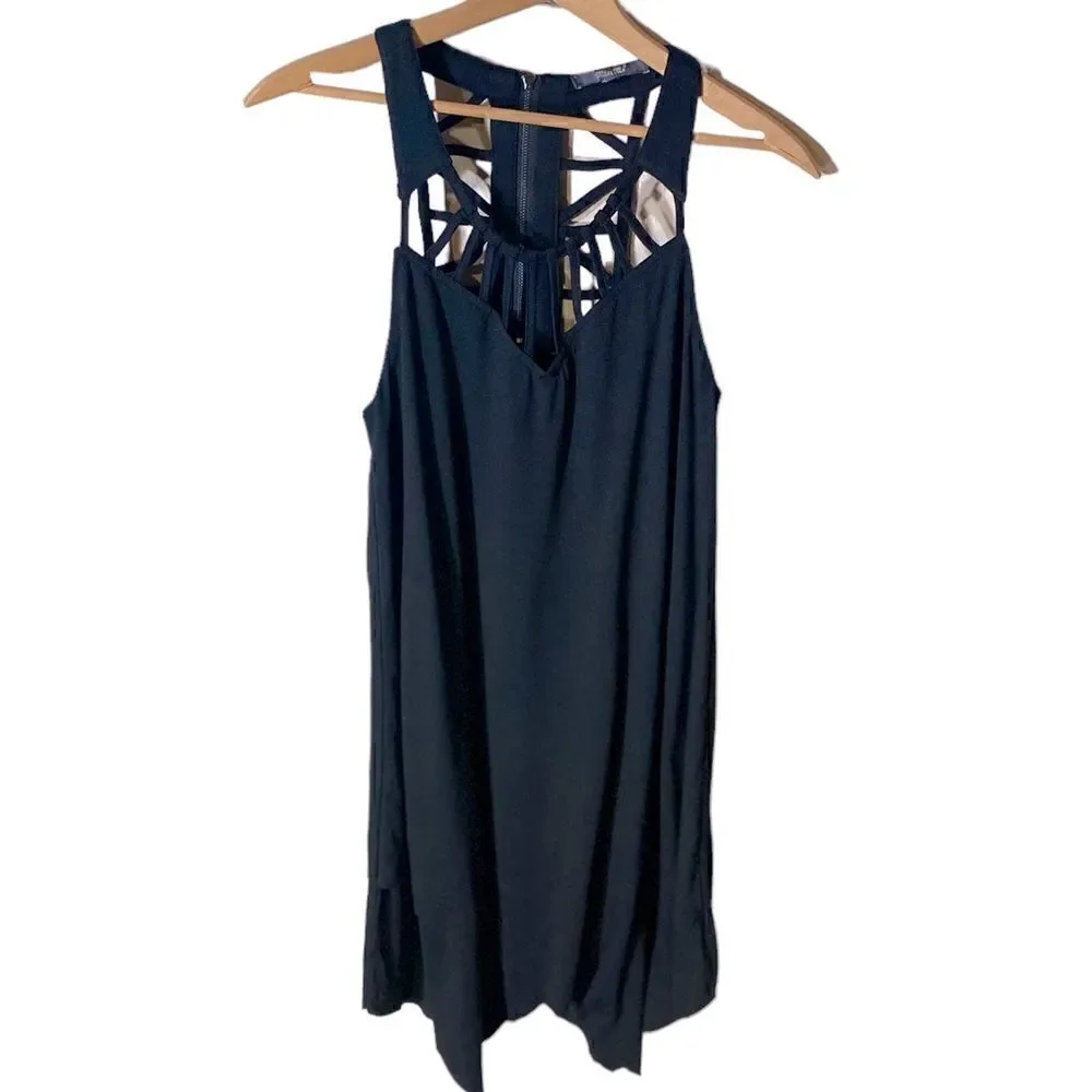 MISS ME Strappy Back Dress Black Mini Size XS